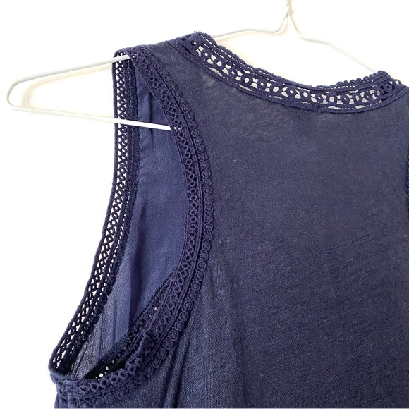 J. Crew Navy Blue Crochet Lace Silk Tank Top - Picture 6 of 7